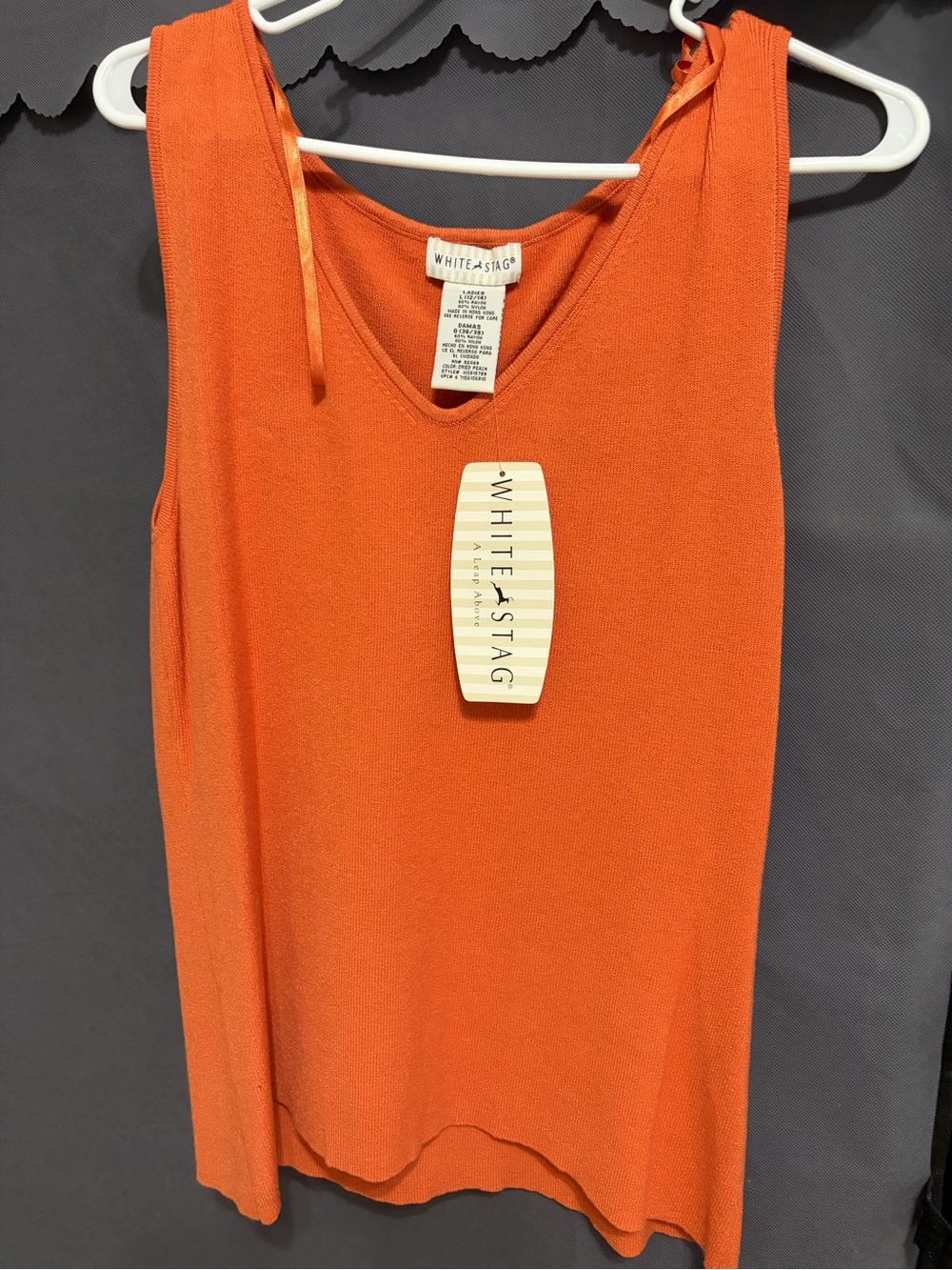 White Stag Orange Tie-Shoulder V-Neck Tank Top
